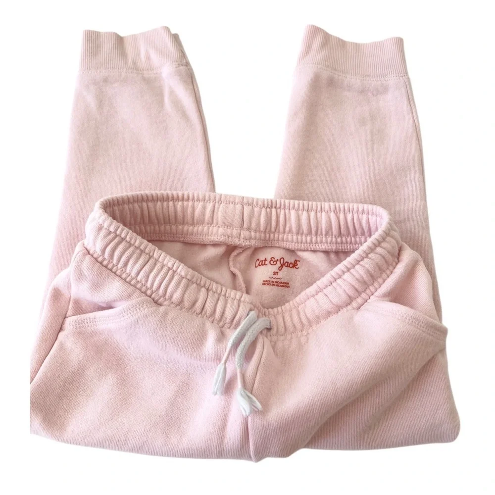 Cat & Jack Light Pink Fleece Lined Drawstring Joggers with Pockets | Girls 3T